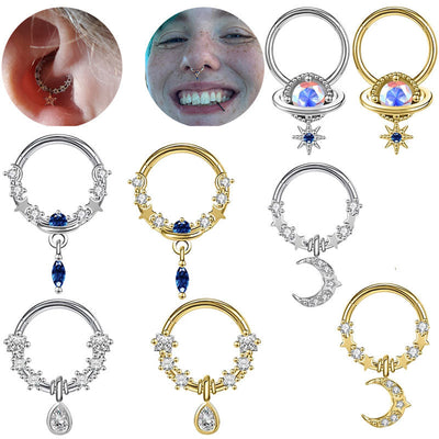 Closed Ring Star Ball Pendant Nose Ring Personality Piercing Jewelry Shopmisty