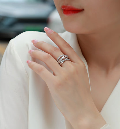 Brilliant Interweaving - A Fashionable And Luxurious Jewelry Accessory Set With Moissanite S925 Sterling Silver And Platinum-plated Diamond