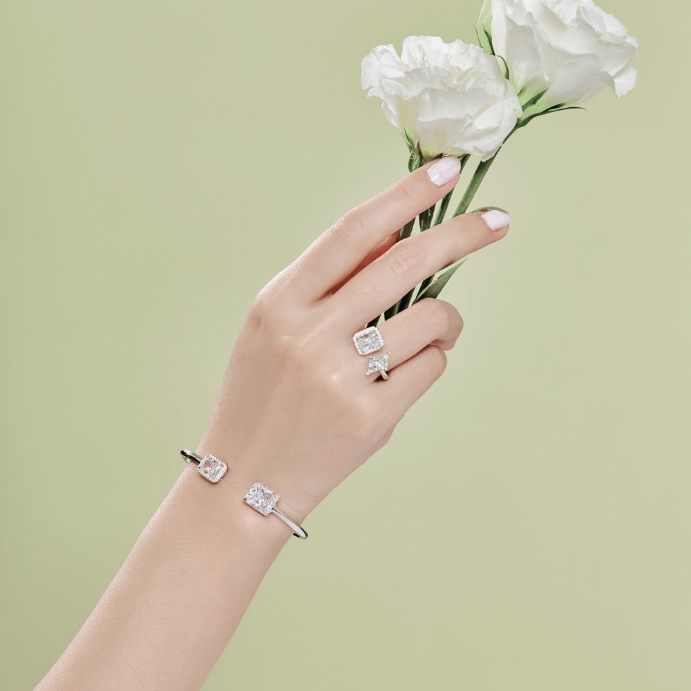 925 Sterling Silver Opening Bracelet Women's High Sense