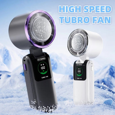 New Ice Pack High-Speed Handheld Eletirc Fan Speed Adjustable Folding Mini Fan Portable Outdoor Hanging Neck Small Fan Shopmisty