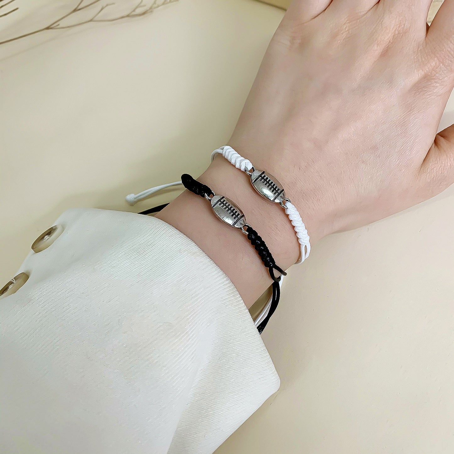 Black And White Mixed Color Basketball Bracelet