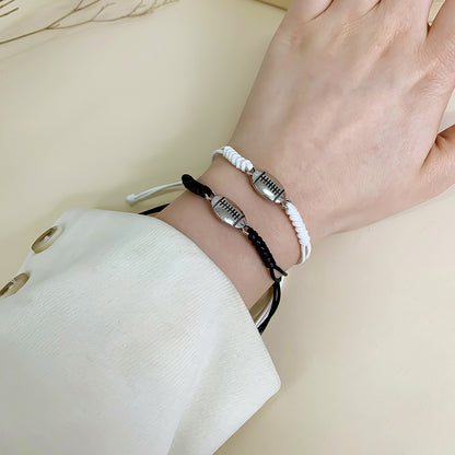 Black And White Mixed Color Basketball Bracelet