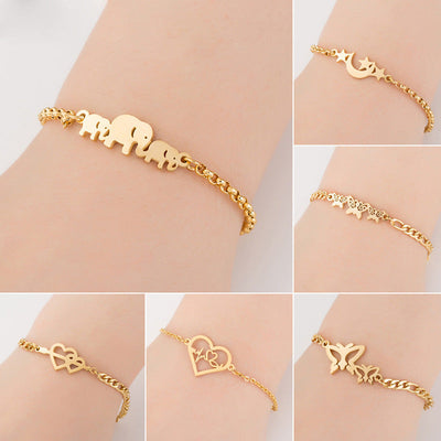 Ladies Stainless Steel Simple Elephant Moon Star Peach Heart Piercing Jewelry Shopmisty