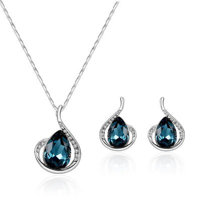 Bride Gemstone Necklace Set Wedding Banquet Jewelry S:EDD Shipping Protection