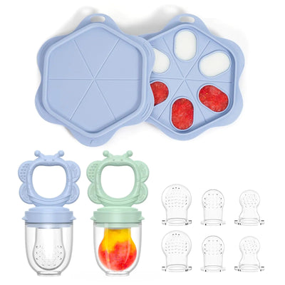 Silicone Baby Fruit Feeder (2-Pack) with Freezer Nibble Tray Shopmisty