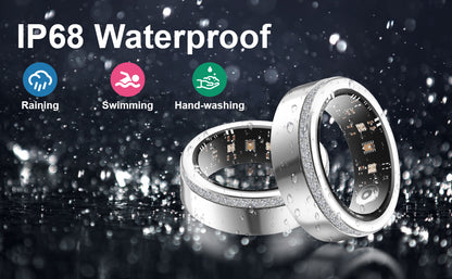 2025 New Silver Edge Diamond Smart Ring Fitness Tracker