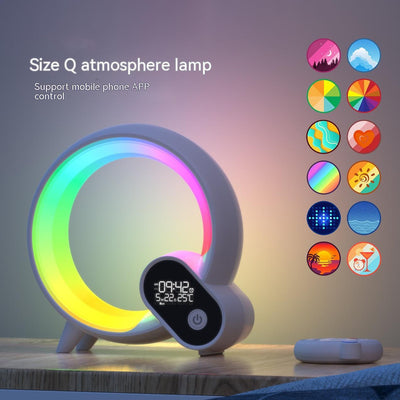 Creative Q Light Analog Sunrise Digital Display Alarm Clock Bluetooth Audio Intelligent Wake-up Q Colorful Atmosphere Light Shopmisty
